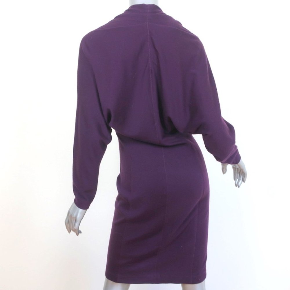 LANVIN DRESS PURPLE WOOL SIZE 40 LONG SLEEVE V-NECK - Picture 4 of 8